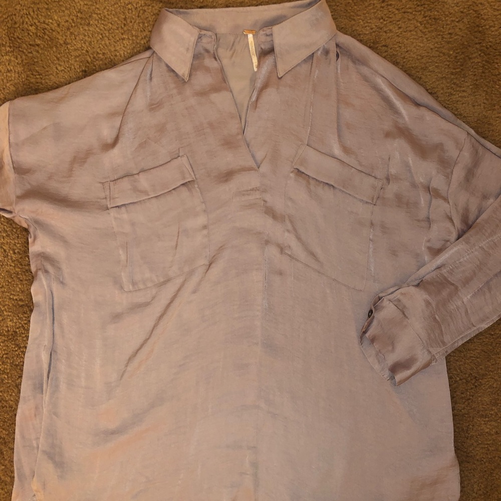 Silky oversized collard blouse